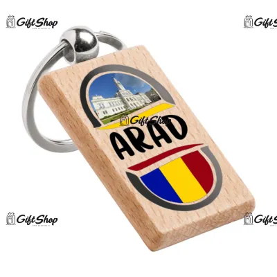 Arad romania, breloc din lemn, model 008
